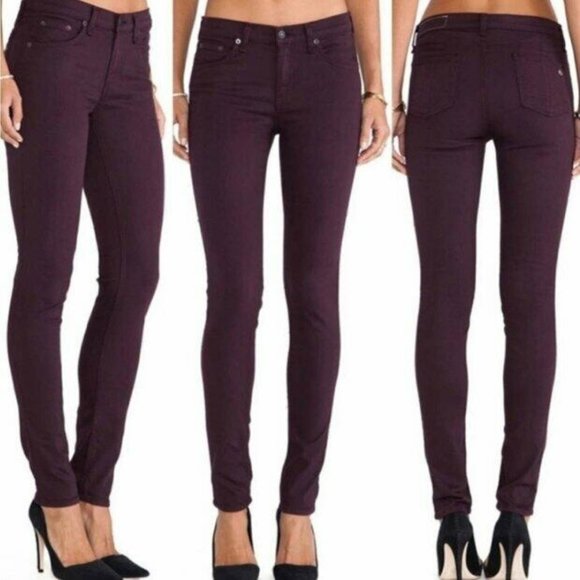 Rag & Bone Zipper Legging Jean in Maroon - Sz 29 - Picture 1 of 3